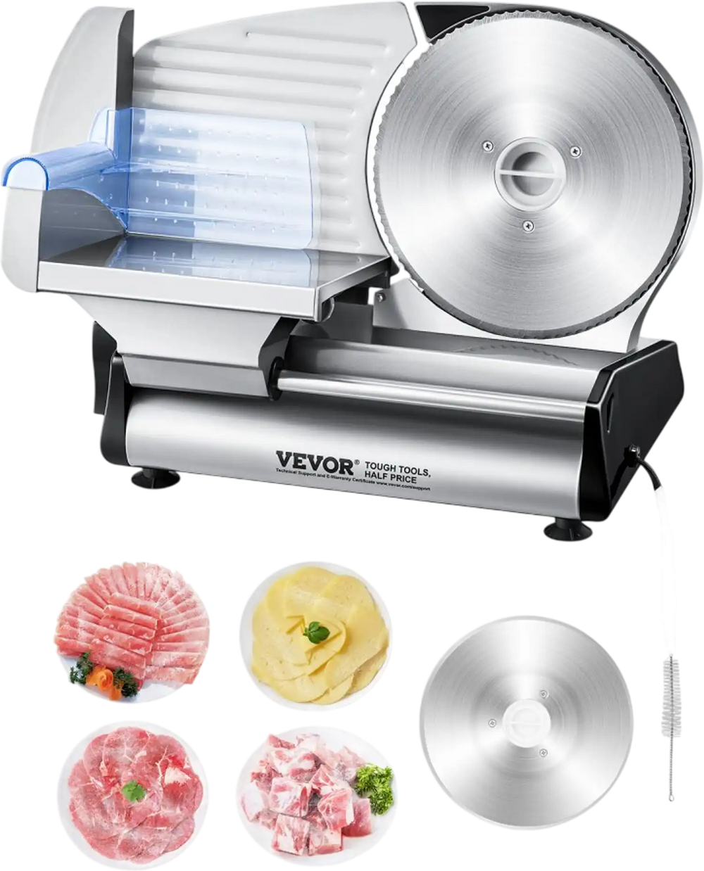VEVOR Meat Slicer, 8.7 inch Electric Deli Food Slicer, 180W Meat Cutter with Two Premium SUS420 Blades, 0-0.6 inch Adjustable Thickness, Food Slicer Machine for Meat, Hard Bread and Cheese, Home Use