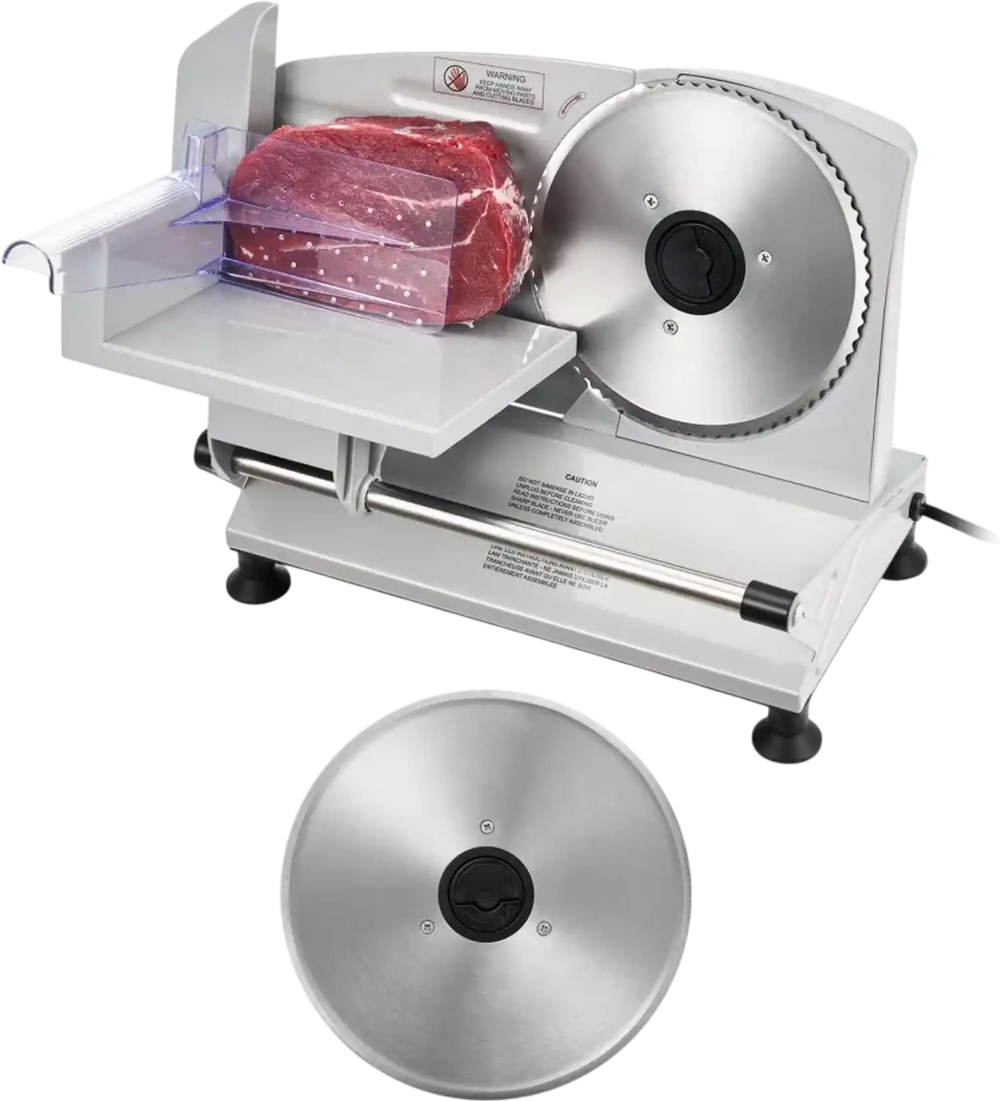VEVOR Meat Slicer, 6.7 inch 150W Electric Deli Slicer Machine with two SUS420 Blades,  0-0.6 inch Adjustable Thickness, ETL Certified Home Food-Slicer for Meat, Ham, Baguett, Steak, ETL Approved