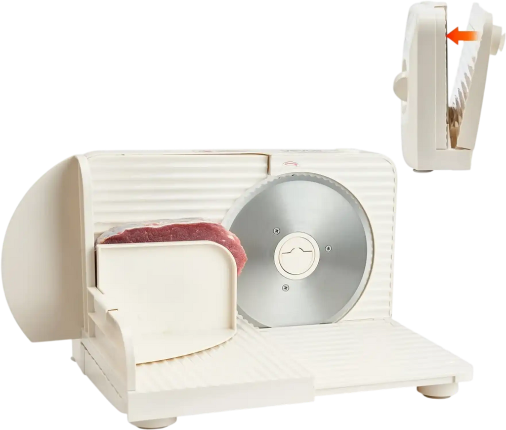 VEVOR Meat Slicer, 6.7" Foldable Electric Cutter with Dual Security Lock, 0-0.59" Adjustable Thickness, Easy to Clean, 180W Home Food-Slicer for Frozen Meat, Ham, Baguett, Steak