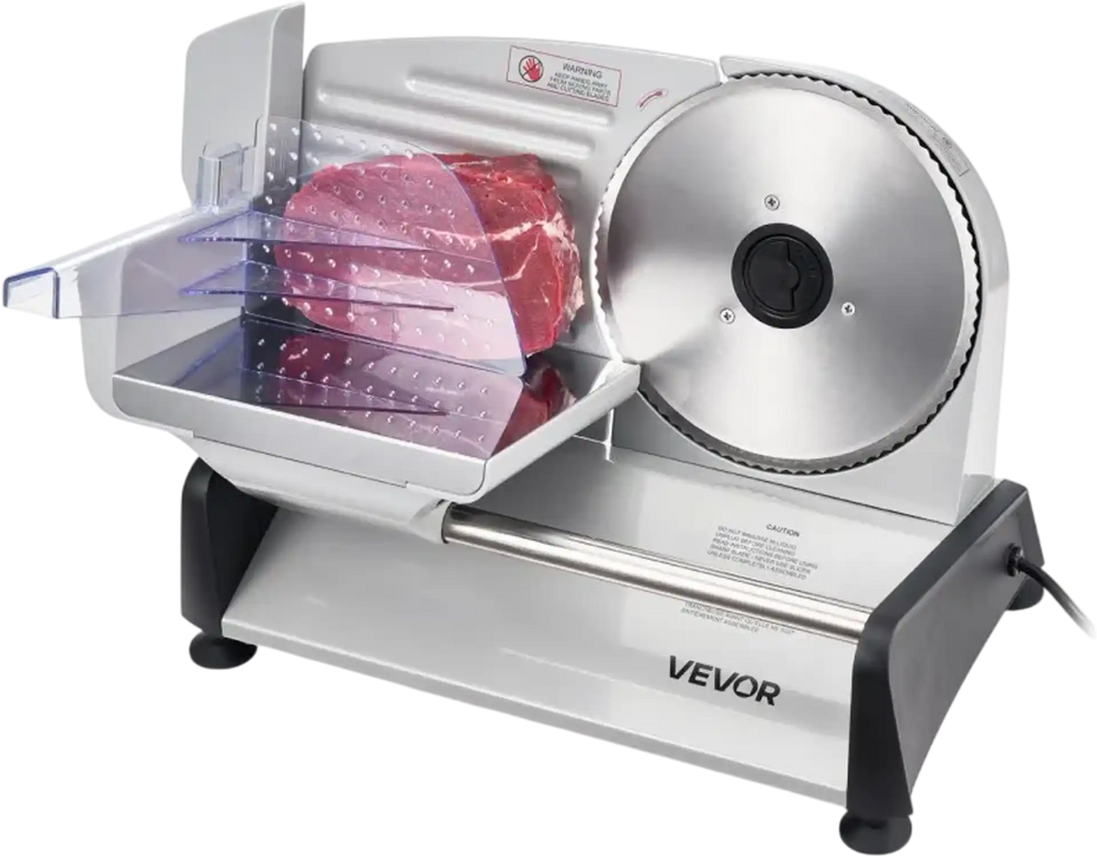 VEVOR Meat Slicer, 7.5 inch 200W Electric Deli Slicer Machine with  SUS420 Blade, 0-0.6 inch Adjustable Thickness, ETL Certified Home Food-Slicer for Meat, Ham, Baguett, Steak, ETL Approved