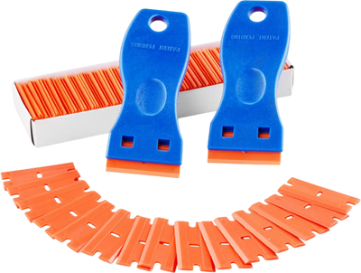 VEVOR Plastic Razor Blade Scraper, 2PCS Scraper Tool, 120PCS Plastic Blades, Cleaning Scraper Remover for Stickers, Decals, Adhesive, Labels, Paint from Glass, Car, Window, Caulk, No Scratches, Blue