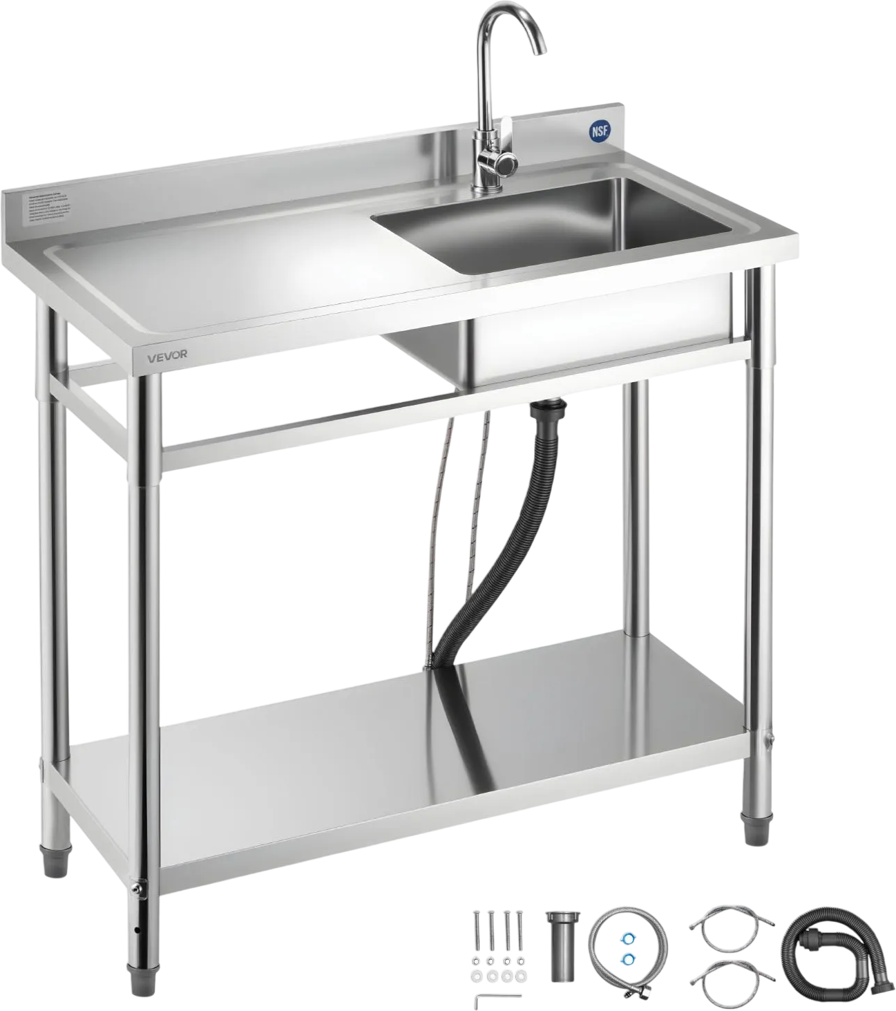 Vevor Utility Sink Freestanding 39 x 20 x 37 in. with Faucet Drainboard New
