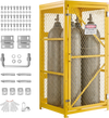 VEVOR Vertical Cylinder Storage Cabinet, 31"L x 30"W x 65"H, 9 Cylinder Capacity, Propane Storage Cage with Chain, Lock and Keys, Yellow Powder-Coated Carbon Steel, for Propane, Oxygen, Nitrogen