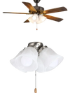 VEVOR Ceiling Fan Light Kit, Four-Light 3000K 750lm Fan Light Kit with Pull Chain, Replacement Light Fixture for Living Room, Bedroom, Home Decor, Cloud White Glass Shade Brushed Nickel, Floral Shape