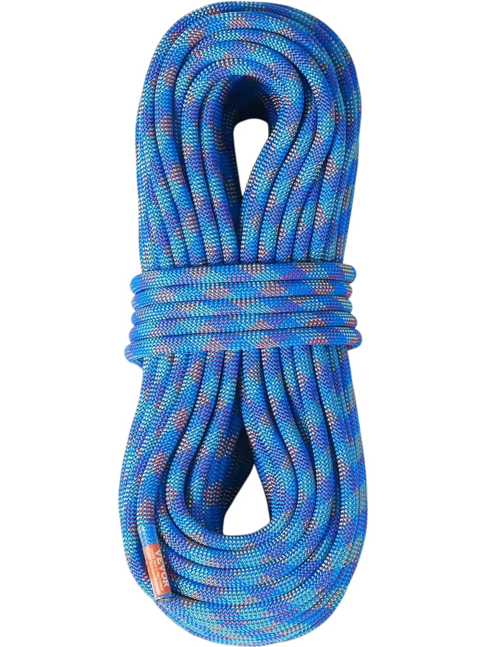 VEVOR 10.2mm Dynamic Climbing Rope, 40M(131ft) Outdoor Rock Climbing Rope 25KN Breaking Tension, Stretchable Fiber Rope with Steel Snap Hooks for Escape, Rappelling, Fire Rescue, Blue