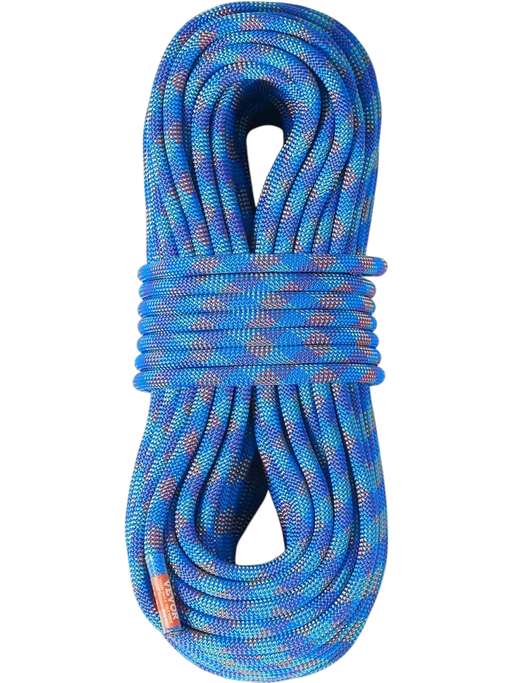 VEVOR 10.2mm Dynamic Climbing Rope, 50M(164ft) Outdoor Rock Climbing Rope 25KN Breaking Tension, Stretchable Fiber Rope with Steel Snap Hooks for Escape, Rappelling, Fire Rescue, Blue
