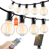 VEVOR Solar Outdoor String Lights, 100FT, 2700K Dimmable Patio Lights with Remote Control, 50 Solar Powered LED G40 Bulbs, Waterproof Hanging Lights for Outside Porch Backyard Garden Bistro Decor