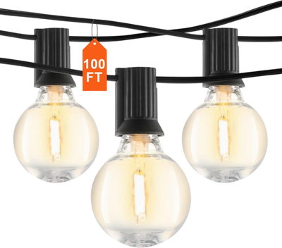 Vevor Outdoor String Lights 100' Waterproof G40 Patio Lights New