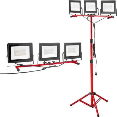 VEVOR LED Work Light with Stand, 21000 Lumens, Three-Head Portable Camping Light with Individual Switch, Tripod Stand, 10.83 ft Power Cord, for Indoor Outdoor Job Site Construction, IP65 Waterproof
