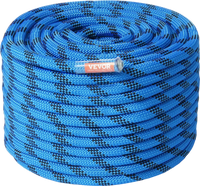 VEVOR 12.7mm Static Climbing Rope, 45.7M(150ft) Outdoor Rock Climbing Rope 30KN Breaking Tension, Fiber Rope with Steel Snap Hooks for Escape, Rappelling, Fire Rescue, Blue