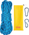 VEVOR 10.5 mm Static Climbing Rope, 29.3M(96ft) Outdoor Rock Climbing Rope 25KN Breaking Tension, Fiber Rope with Steel Snap Hooks for Escape, Rappelling, Fire Rescue, Blue