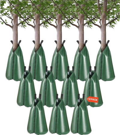 VEVOR Tree Watering Bag, 12 Packs 20 Gallons Watering Bags for New Trees, 5-9 Hours Slow Release Refillable Tree Drip Irrigation Bags with Zipper, Durable Tree Watering System for Deep Root Targeting