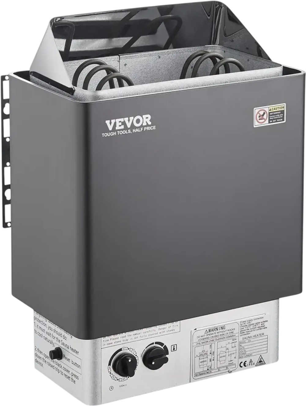 VEVOR Sauna Heater, 3KW 220V Electric Sauna Stove, Steam Bath Sauna Heater with Built-In Controls, 3h Timer and Adjustable Temp for Max. 70-141 Cubic Feet, Home Hotel Spa Shower Use