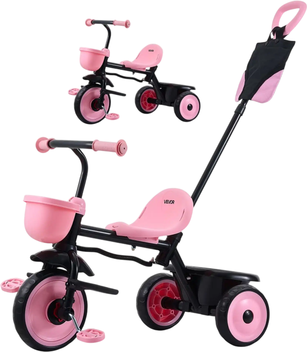 VEVOR Toddler Tricycle & Stroller for 18 Months to 5 Year Old, Kids Trike with Parent Push Handle, Adjustable Seat & Storage for Outdoor Play, Tricycle for Toddlers, Birthday Toy for Boys and Girls