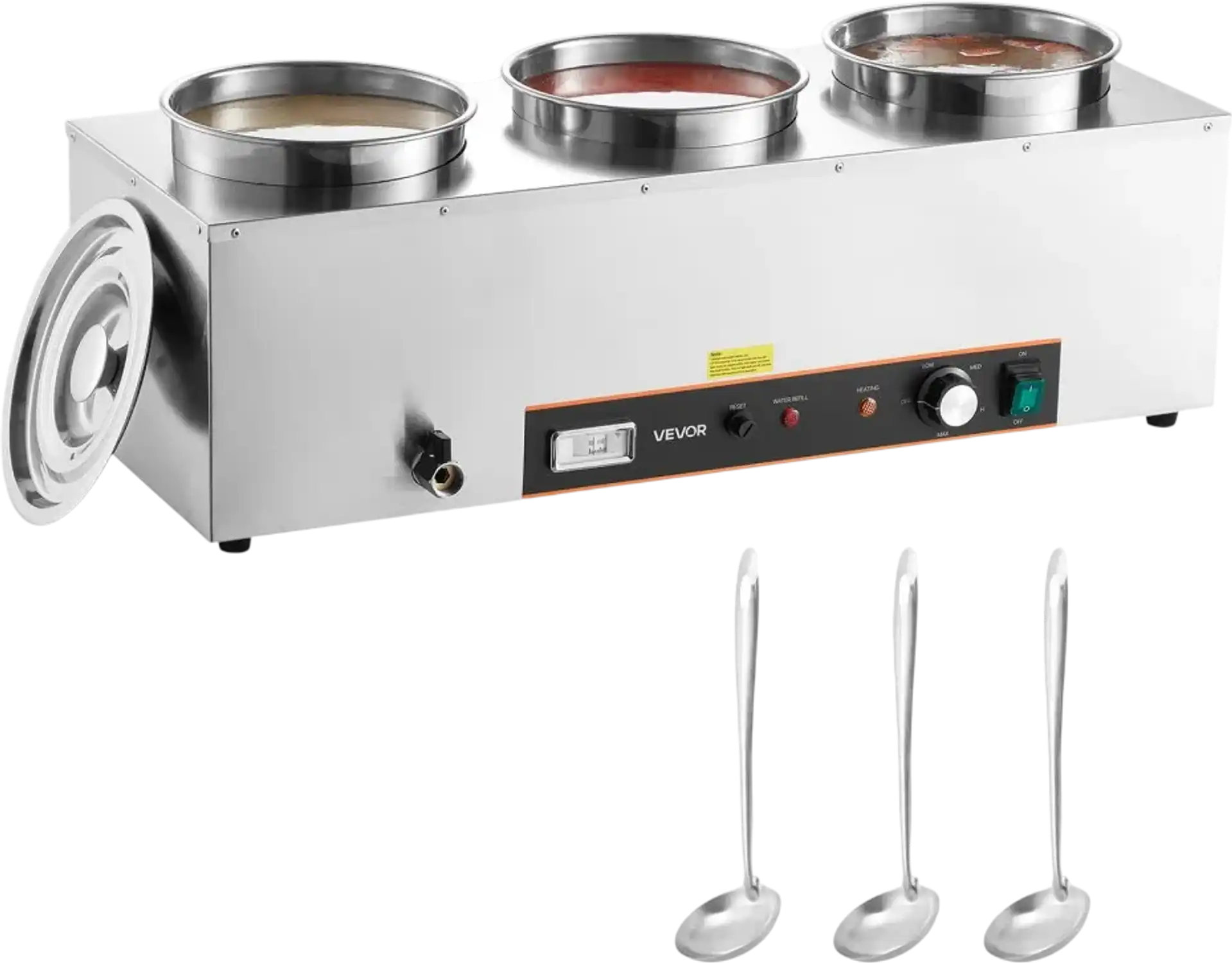 Vevor Soup Warmer Electric 3 x 6.34 qt Stainless Steel Bain Marie Food Warmer New