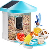 VEVOR Smart Bird Feeder with Camera, 2K HD AI Identify 10000+ Bird Species, Solar-Powered Bird Watching Camera with Auto Capture & Instant Notify, Wireless Outdoor Gift for Bird Lover (3 Solar Panels)