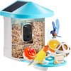 VEVOR Smart Bird Feeder with Camera, 2K HD AI Identify 10000+ Bird Species, Solar-Powered Bird Watching Camera with Auto Capture & Instant Notify, Wireless Outdoor Gift for Bird Lover (2 Solar Panels)