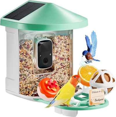 Vevor Bird Feeder Smart Bird Feeder with Camera Solar Powered 2K HD New