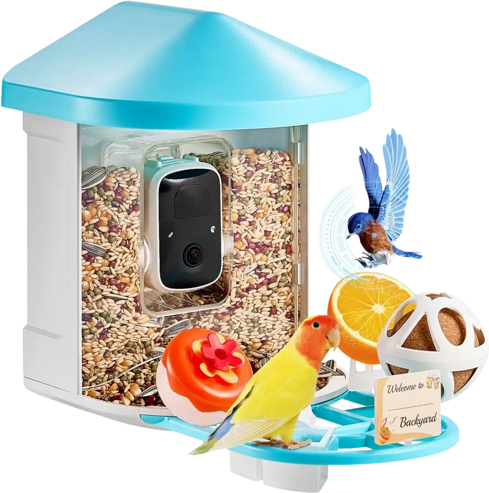 VEVOR Smart Bird Feeder with Camera, 2K HD AI Identify 10,000+ Bird Species, Solar-Powered Bird Watching Camera with Auto Capture & Instant Notify, Wireless Outdoor Ideal Gift for Bird Lovers (Green)