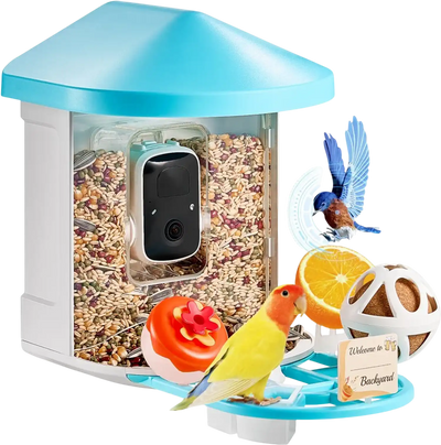 VEVOR Smart Bird Feeder with Camera, 2K HD AI Identify 10,000+ Bird Species, Solar-Powered Bird Watching Camera with Auto Capture & Instant Notify, Wireless Outdoor Ideal Gift for Bird Lovers (Green)
