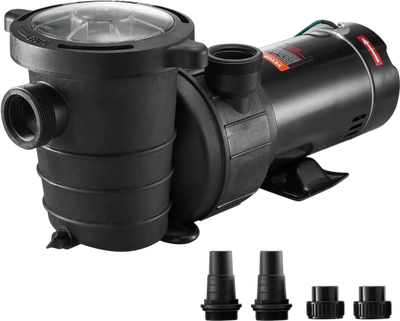 VEVOR Swimming Pool Pump 1.5HP 115V 1100W, Single Speed Pumps for Above Ground, Powerful Pool Pumps with Strainer Filter Basket, 5280 GPH Max. Flow, Certification of ETL for Security