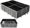 VEVOR Canvas Fish Pond, 470 Gal Above Ground Fish Pond, PVC Koi Tank with Clear Viewing Panel, Rectangular Goldfish Tank with Stainless Steel Frame & Drain Valve, for Breeding Koi, Irrigation(Black)