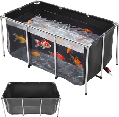 Vevor Fish Pond Canvas 200 Gal Above-Ground PVC Koi Tank with Clear Viewing Panel New