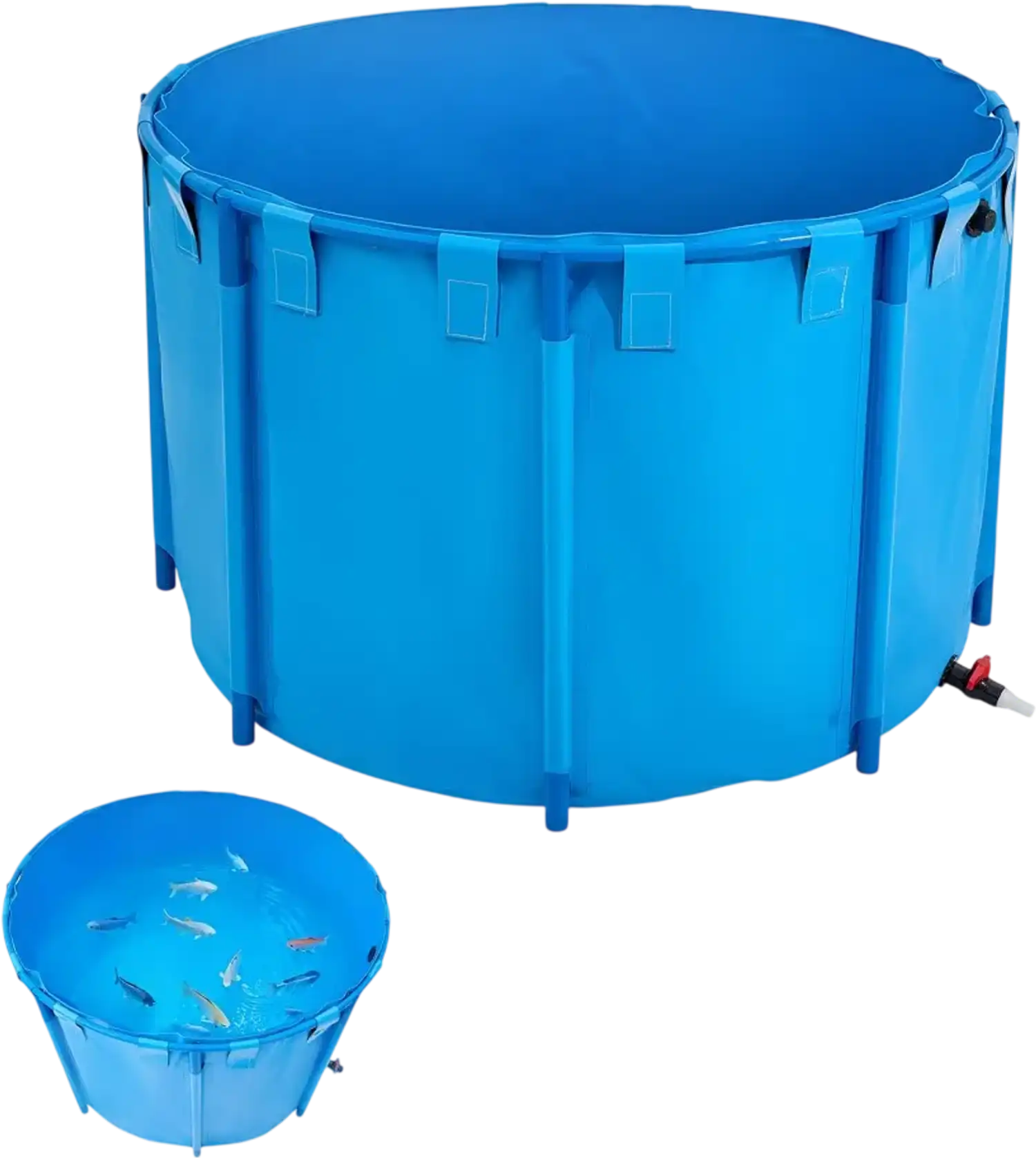 Vevor Fish Pond 448.8 Gal Round Above-Ground PVC Koi Tank Blue New