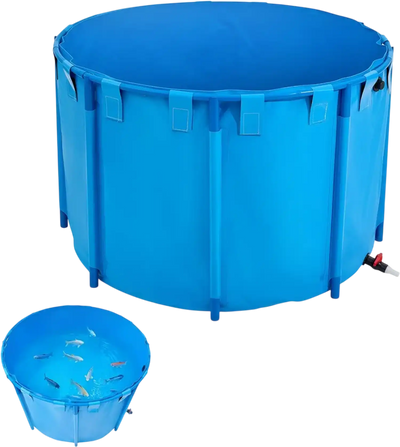 Vevor Fish Pond 448.8 Gal Round Above-Ground PVC Koi Tank Blue New