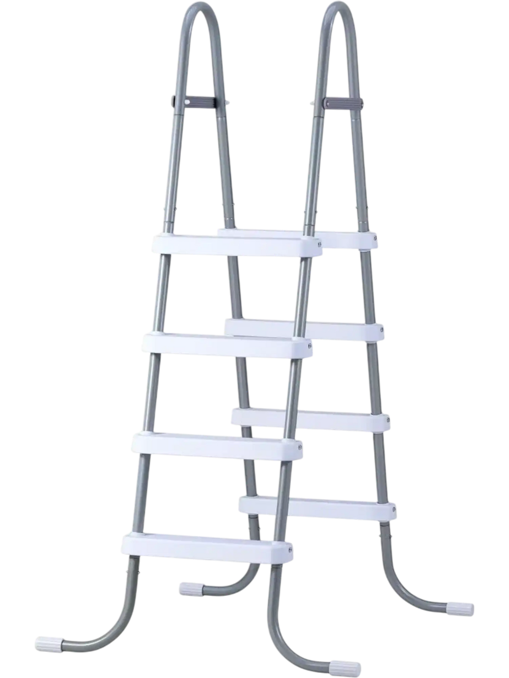 VEVOR Above Ground Pool Ladder, 4-Step Steel A-Frame Swimming Pool Stairs for 48 in High Wall, 300 lbs Capacity Entry/Exit Steps with Secure Non-Slip Sturdy Wide Step, Easy Setup, Gray & White
