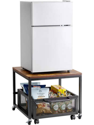 Vevor Mini Fridge Stand with Storage Cart Light Brown New