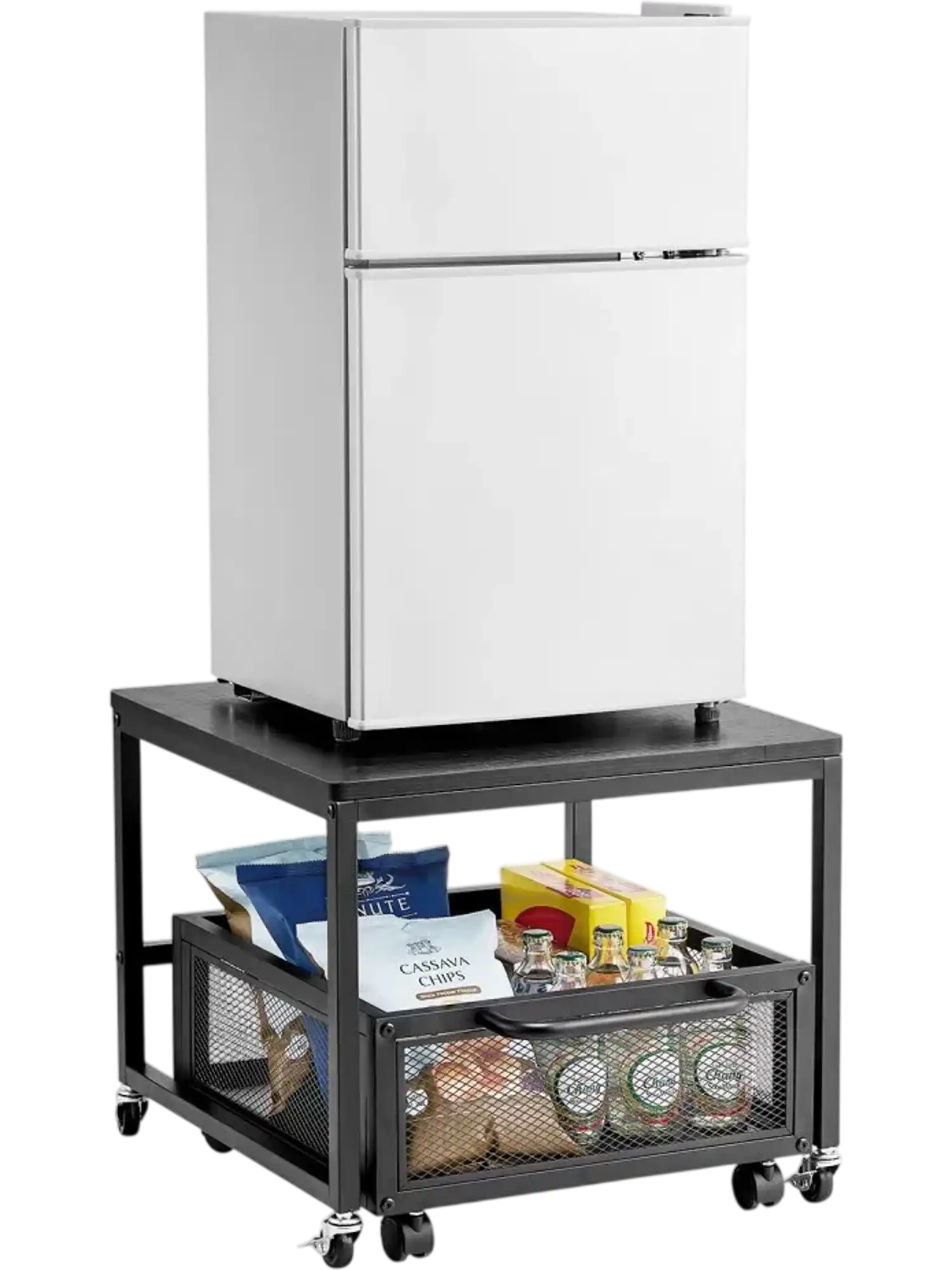 Vevor Mini Fridge Stand Storage Cart with Swivel Wheels Black New