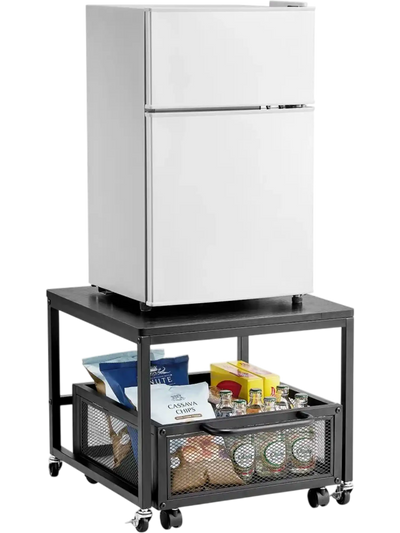 Vevor Mini Fridge Stand Storage Cart with Swivel Wheels Black New