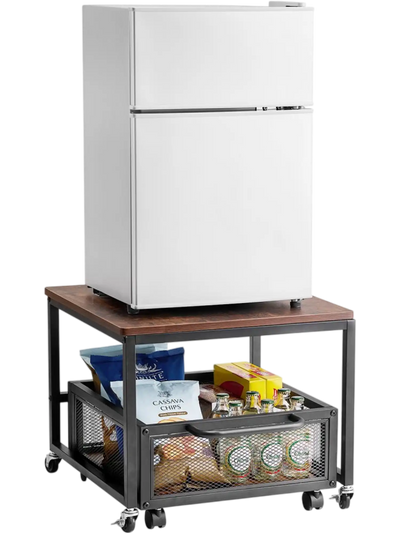 Vevor Mini Fridge Stand with Storage Cart Dark Brown New