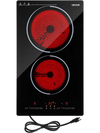 VEVOR Electric Cooktop 12inch 2 Burners Portable Stove Top 1800W 120V, Ceramic Countertop/Built-in Radiant Electric Stove, with 9 Power Levels, Timer, Child Lock, Over-Heat Guard, Touch Control