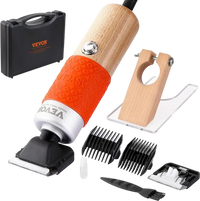 VEVOR Carpet Trimmer with Shearing Guide, 200W Electric Speed Adjustable Rug Carver, Wooden Handle Carpet Carving Clippers, Tufting Shears with 2 Blades, for Handmade Rug Cleaning and Tufted Rug