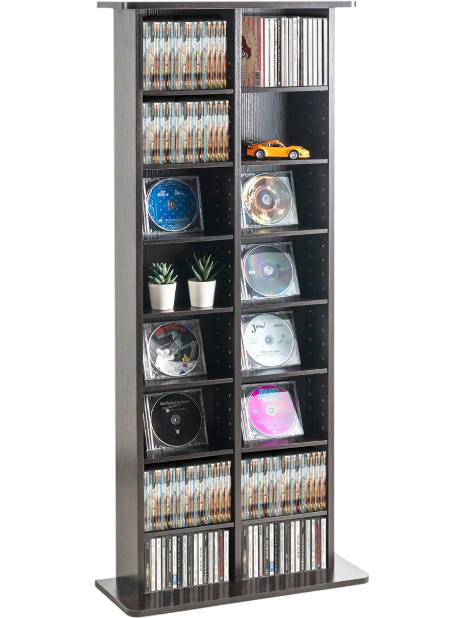 Vevor Media Storage Cabinet Adjustable 8-Layer 16-Compartment Espresso New