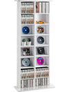 VEVOR Media Storage Cabinet, 8-layer DVD Shelf Holds up to 464 CDs, Adjustable CD Shelves 16 Compartments, Protects & Organizes Music, Movie, Video Games or Memorabilia Collections, White