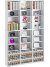 VEVOR Media Storage Cabinet, 9-layer DVD Shelf Holds up to 756 CDs, Adjustable CD Shelves 27 Compartments, Protects & Organizes Music, Movie, Video Games or Memorabilia Collections,White