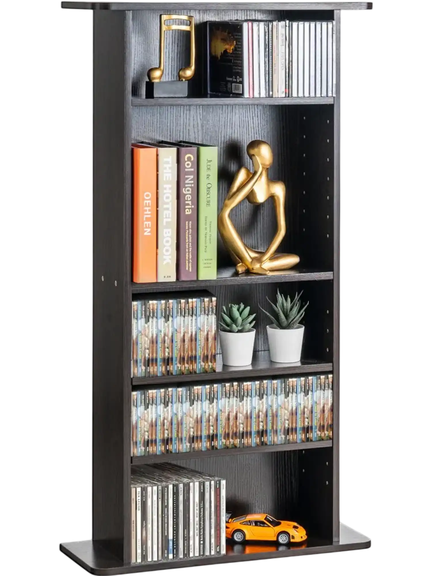 Vevor Media Storage Cabinet 5-Layer Adjustable DVD Shelf Holds 240 CDs Espresso New