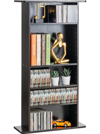 Vevor Media Storage Cabinet 5-Layer Adjustable DVD Shelf Holds 240 CDs Espresso New
