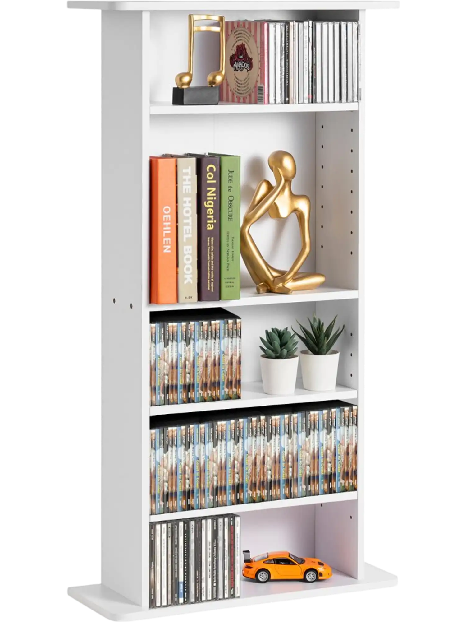 Vevor Media Storage Cabinet Adjustable 5-Layer DVD Shelf White New