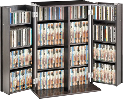 Vevor DVD Cabinet Media Storage Cabinet with Doors and Adjustable Shelves Espresso New