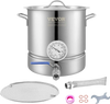 VEVOR Stainless Steel Kettle, 5 GALLON Brewing Pot, Tri Ply Bottom for Beer, Brew Kettle Pot, Home Brewing Supplies Includes Lid, Handle, Thermometer, Ball Valve Spigot, Filter, Filter Tray