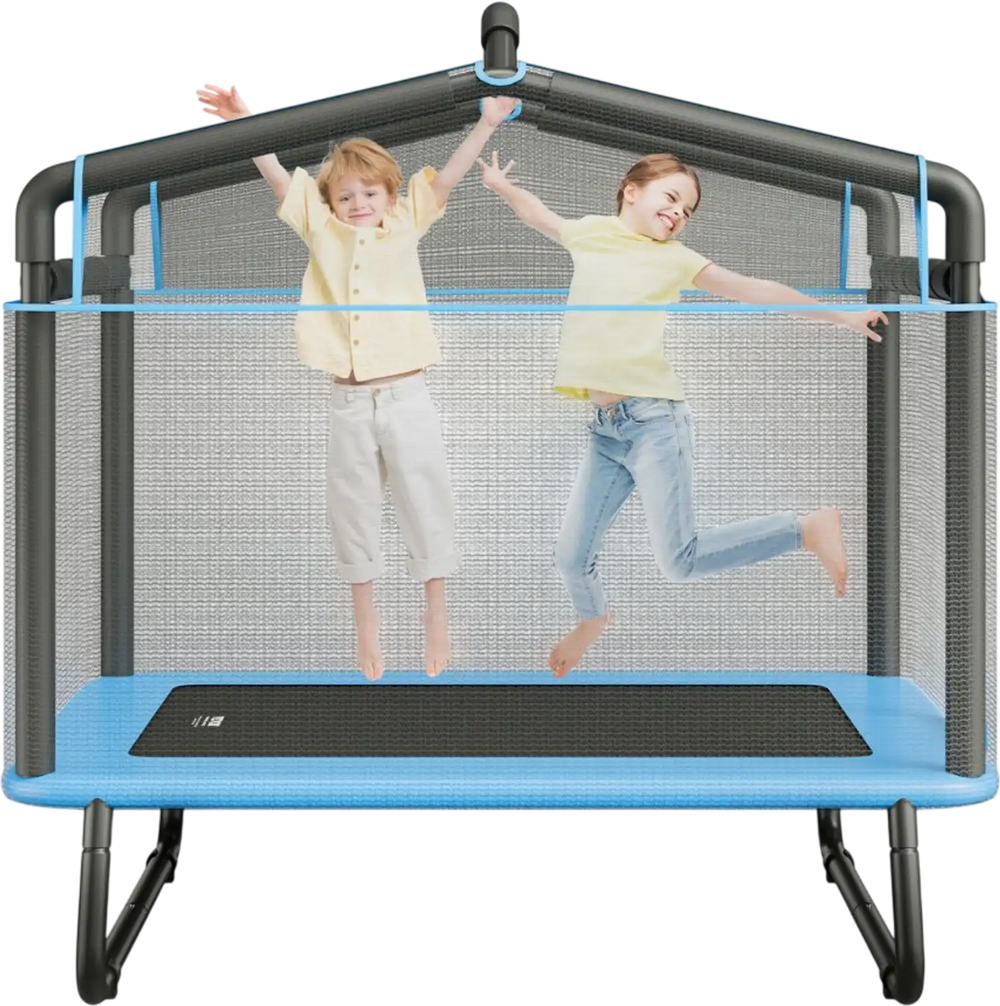 VEVOR 6FT Trampoline for Kids, 72" Indoor/Outdoor Toddlers Trampoline, Mini Baby Trampoline with Safety Enclosure Net, Gymnastics Bar, Hammock, Recreational Trampoline Birthday Gift for 3+ Years Kids