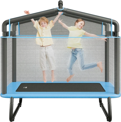 Vevor Trampoline 6' Kids Indoor/Outdoor with Safety Enclosure Net, Gymnastics Bar & Hammock New