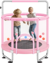 VEVOR 55" Kids Trampoline, 4.6FT Indoor Outdoor Trampoline, Mini Toddler Recreational Trampolinewith Safety Enclosure Net and Basketball Hoop, Birthday Gifts Christmas Toys for 3+ Years Children, Pink