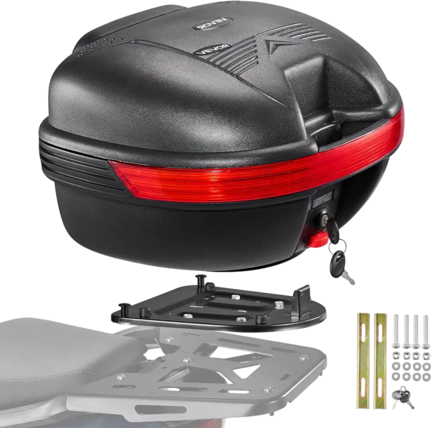 Vevor Motorcycle Top Case 30L Waterproof Tail Box with Lock and Backrest New