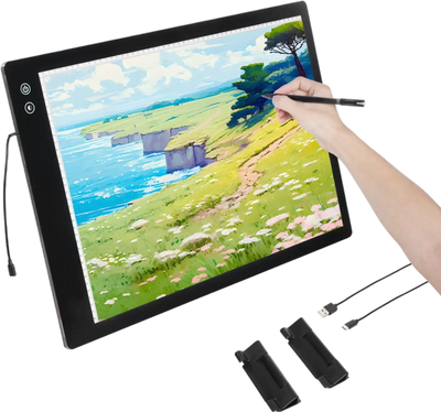 VEVOR Light Board, A2 LED Light Pad with 6 Level Dimmable Brightness, Rechargeable Light Table for Tracing, Light Box for Diamond Painting, Animation, Sketching, Drawing, Stenciling, Artists (Black)