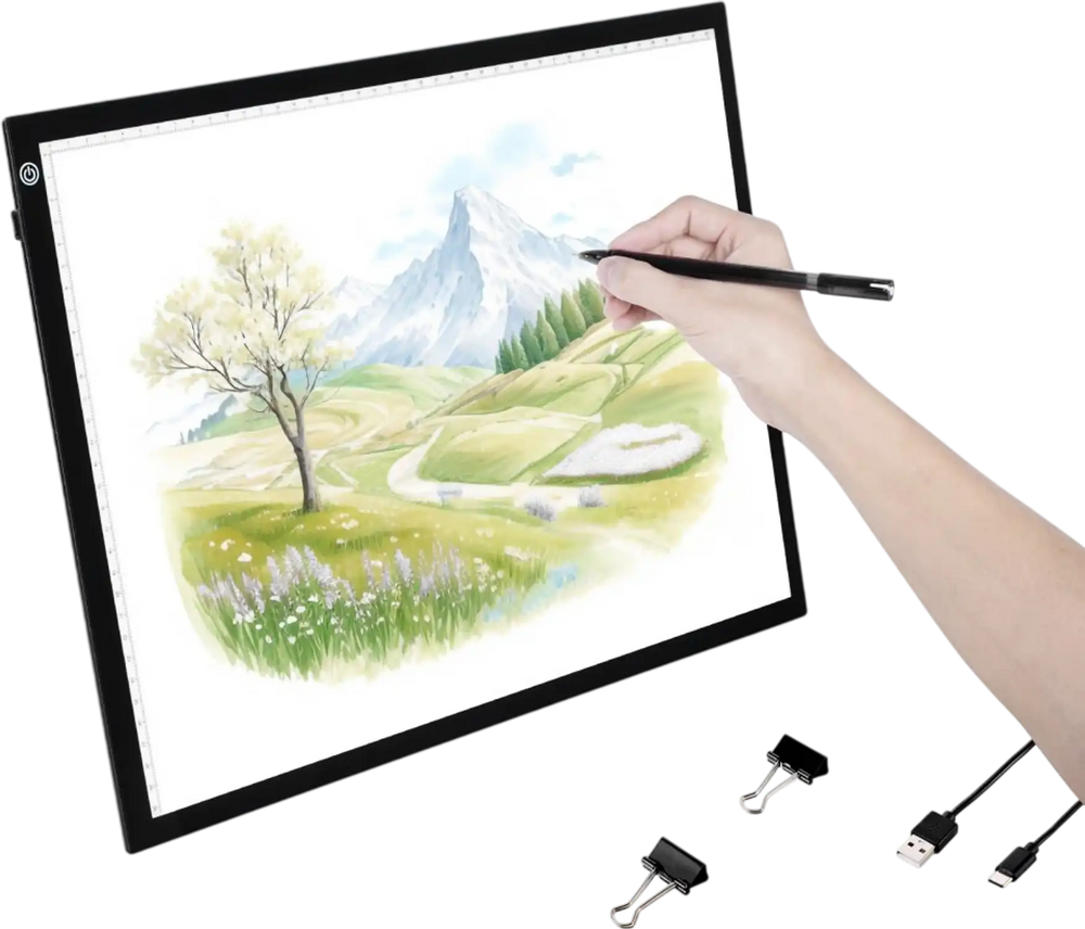VEVOR Light Board, A3 LED Light Pad with 3 Level Dimmable Brightness, USB Powered Light Table for Tracing, Light Box for Diamond Painting, Animation, Sketching, Drawing, Stenciling, Artists (Black)